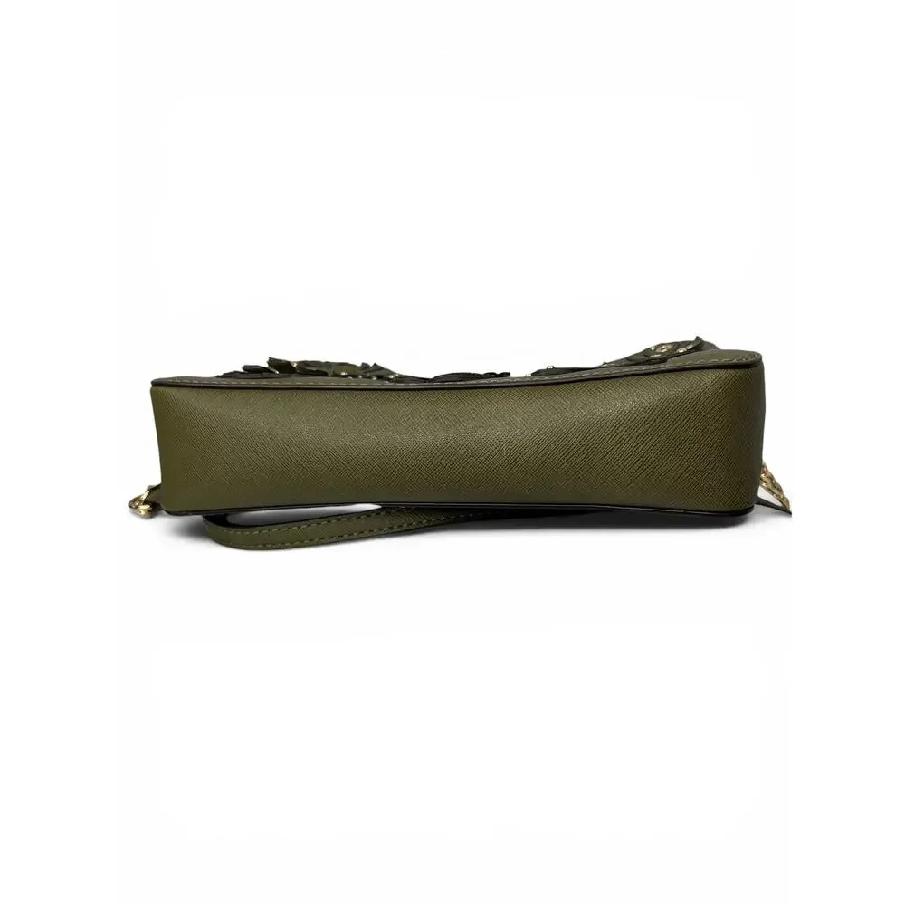 Michael Kors Jet Set Olive Saffiano Leather Dragonfly Crossbody Bag EUC